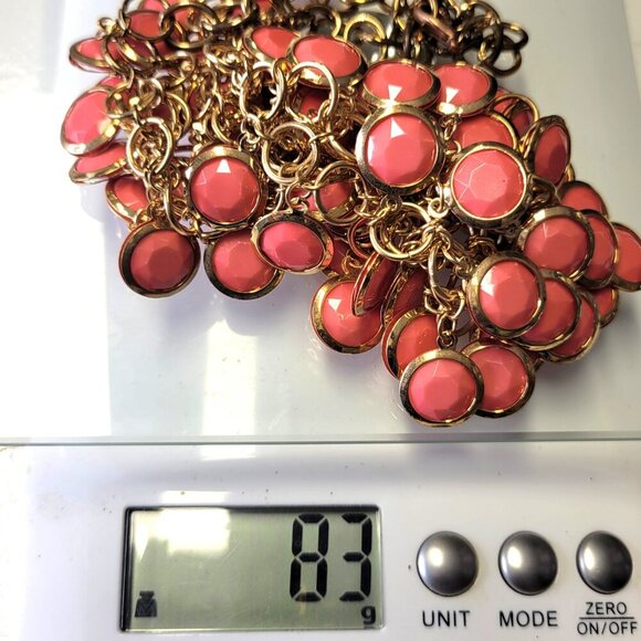 Coral Choker Necklace Resin Beaded Pendant Bib Statement Necklace - Picture 6 of 8